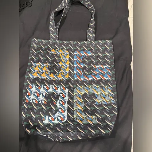 Tory Burch  Swan Ribbon Abstract Geometric Print
Pattern Cotton Canvas Tote Purse - Image 4