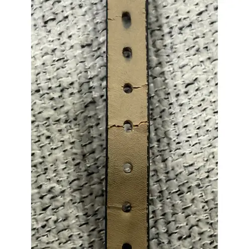 Womens Accutime Gold Tone Floral Watch Black Leather Strap Detail