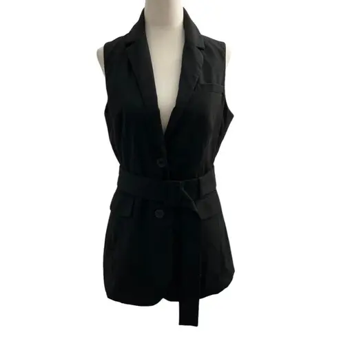 New York And Company Stretch Women Size 4 Black Blazer Vest Top H1-499P