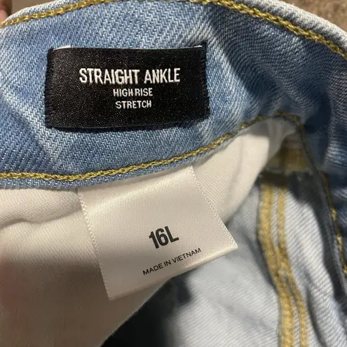 EXPRESS  Jeans Womens 16 Long Straight Ankle High Rise Stretch Light Wash Pants