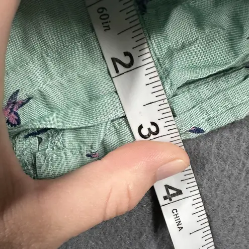 GapBody Shorts Womens Small Green Bird Print Drawstring Pajama Sleep Lounge