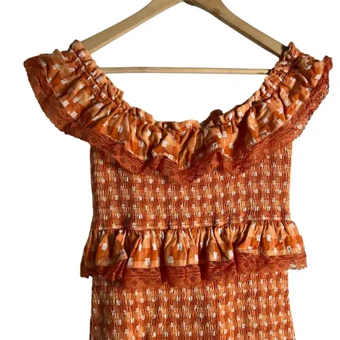 Tularosa Revolve  Teri Knit Lace Off The Shoulder Mini Dress Orange Size M