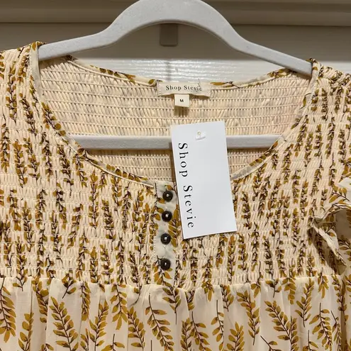 NWT Shop Stevie Long Sleeve Tiered Flowy Maxi Dress Yellow Size M