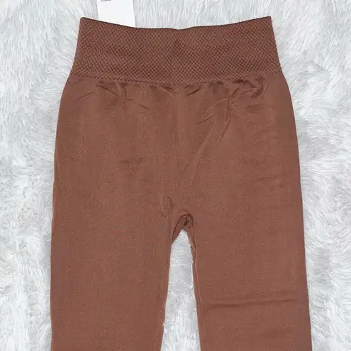 NINEXIS High Rise Camel Mocha Brown Fleece Lined Leggings Large NWT