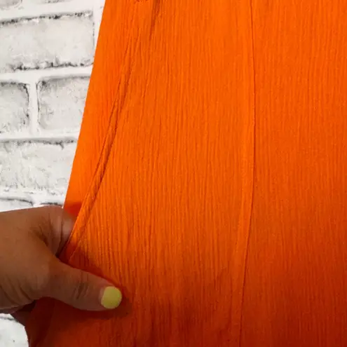 Kaktus Orange Asymmetrical Sundress Crew Neck Sleeveless boho with cinch sides Size L