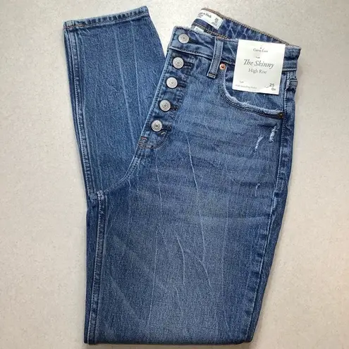 Abercrombie & Fitch A&F Curve Love High Rise Skinny 25 Regular Medium Wash Button Fly NWT