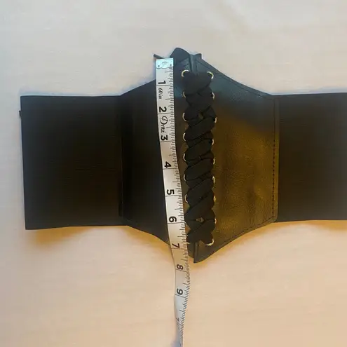 Vintage Style Lace Up Faux Leather Elastic Girdle Black Casual Wide Waistband