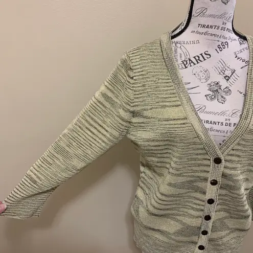 Willi Smith Gold Sparkle Button Down Sweater XL