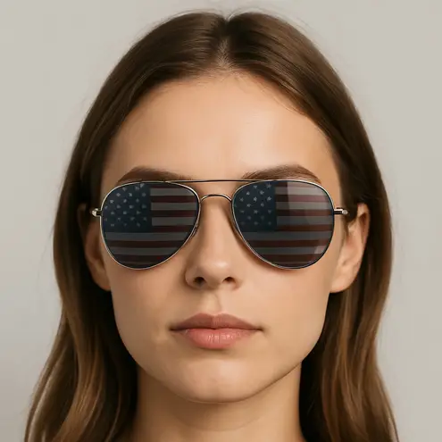 Fourth of July USA Flag Aviator Sunglasses ā Patriotic American Flag Lens Unisex Black