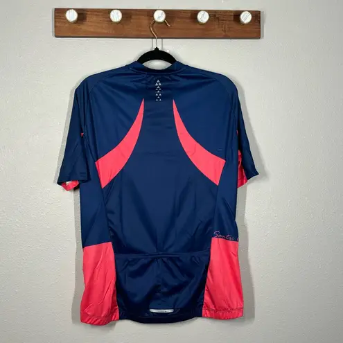 Santic Women's Size XLarge Cycling Jersey Full Zip Biking Shirt Rear Pockets Blue