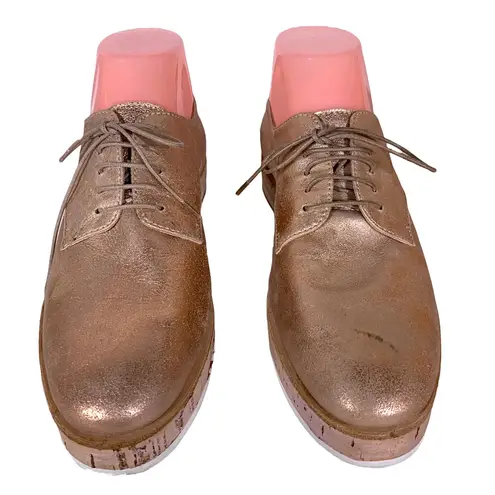 ATTILIO GIUSTI LEOMBRUNI AGL "JULIET" ROSE GOLD METALLIC LOAFERS (38) Pink Size 8