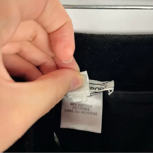 St. John Sport Black Velour Velvet Straight Leg Chain Detail Slack Pants Size 4