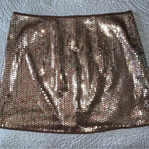 EXPRESS Y2K Mini Skirt Sequin Gold Copper - Image 3
