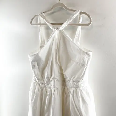 Free Assembly Cotton Sleeveless Halter Neck Fit & Flare Midi Dress White XL