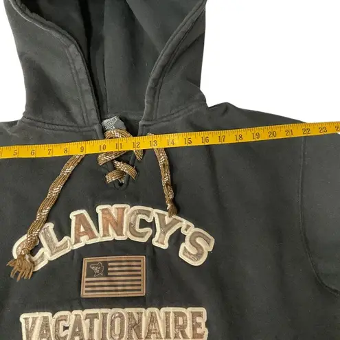 Clancy's Vacationaire Resort Signature Sportswear Hoodie Sweatshirt Sz M Black Size M