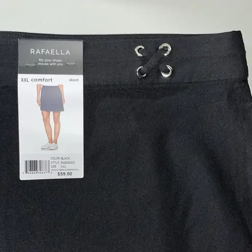 Rafaella Comfort NWT Size XXL Black Elastic Waistband Skort - Skirt w/ Shorts