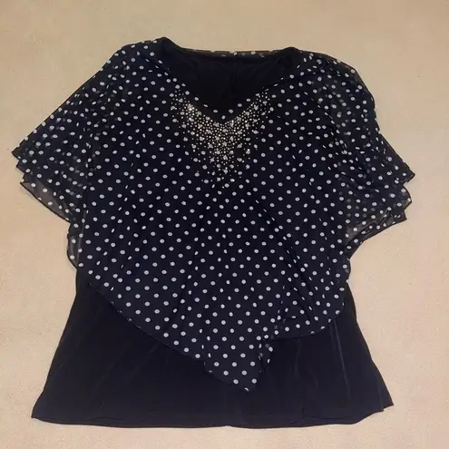 Black and White Polka Dot Sheer Top blouse y2k size medium