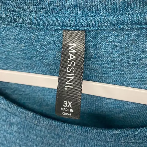 Massini Women's Long Sleeve T-shirt Plus Size 3X Blue Floral Hem