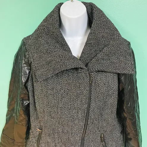 Route 66 Faux Leather Tweed Moto Jacket
