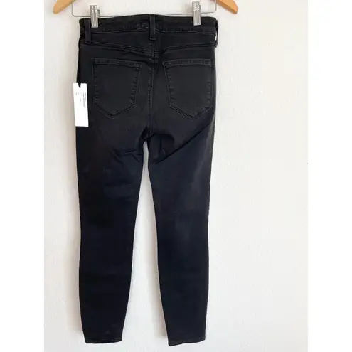 L'Agence Graphite Dark Gray Rhinestone Margot High Rise Skinny Jeans