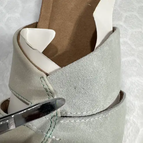 Earth Origins Womens Suede Slide Flat Sandals Lexi Seafoam Size 8.5W Comfort