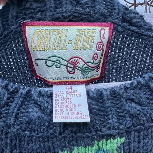 Vintage 90s Crystal Kobe black cat pumpkin Halloween full moon oversized sweater Size XL