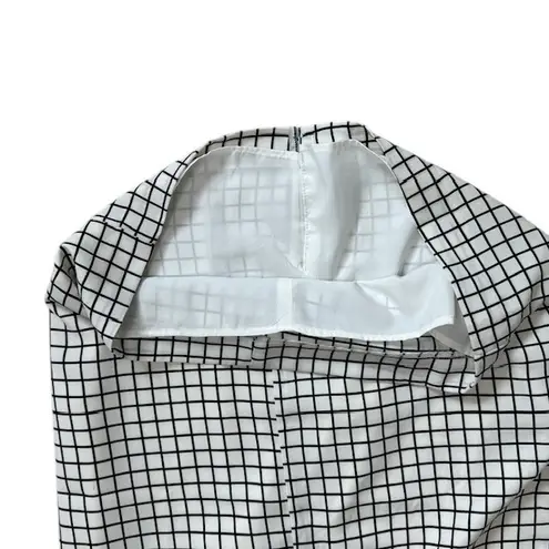 Downeast Pencil Skirt White Grid Pattern Career Wear Business Casual Size Med