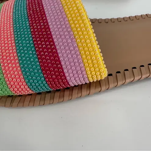 On 34th Mavise Beaded Flat Sandals size 9 in Stripe Multi Beaded Tan
