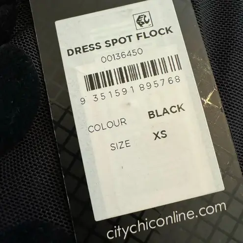 City Chic Plus Size Spot Flock Black Mesh Hi Low Midi Size 14 NWT