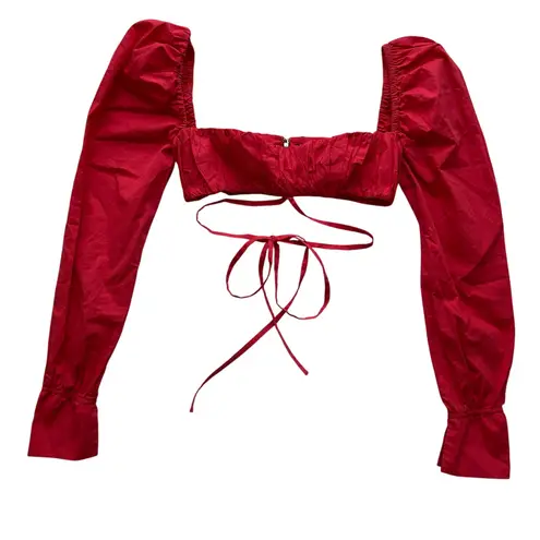 White Fox Red Opposite Sides Crop Top Size Small