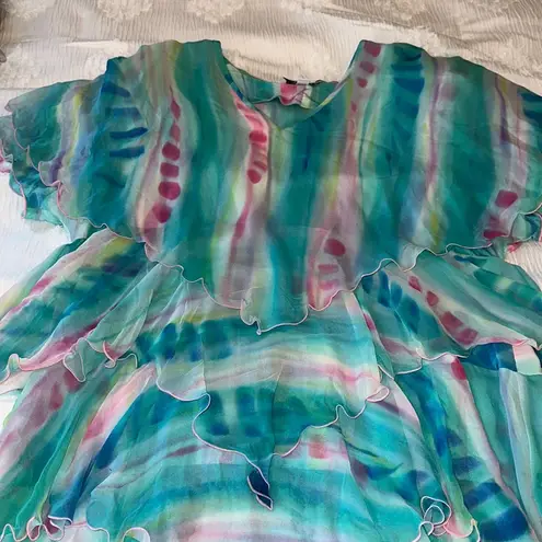 Vintage 90s Yolanda Lorente Hand Painted Dress 100% Silk Size undefined