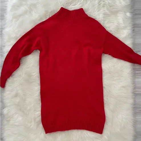 BP  Shimmering RED Turtleneck Sweater Dress Long Sleeve Knit NWT XS