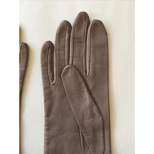 Vintage VTG Lord & Taylor Brown Taupe Silk Lined Leather Gloves Womens 7.5