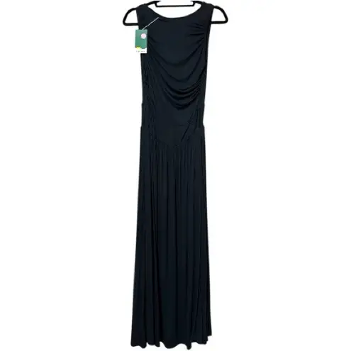 Halara  medium Ribbed Boat Neck Asymmetric Ruched Pocket Flowy Maxi Casual Dress