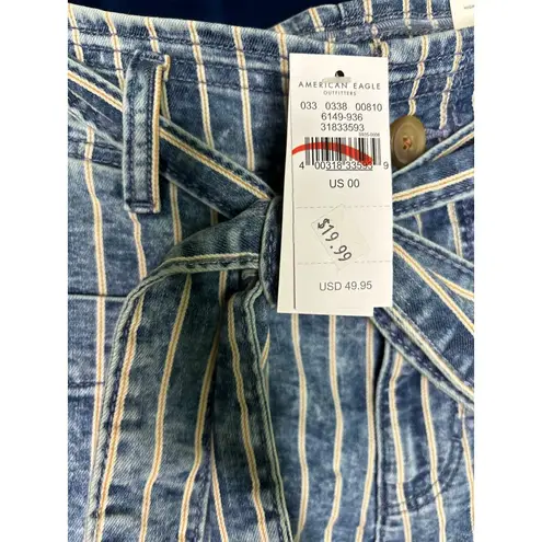 NWT American Eagle women junior teen denim short shorts with belt size 00 Blue