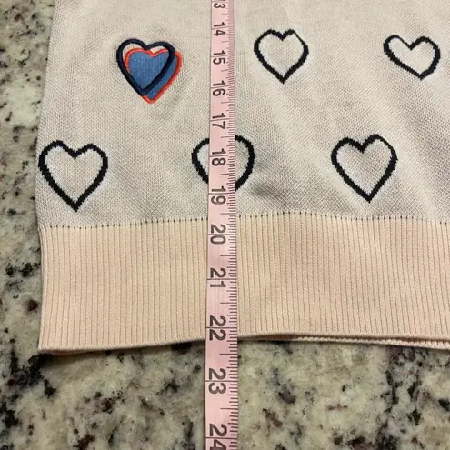Roller Rabbit Hearts Sweater Knit Top Cream Black Pink Women's Size Small