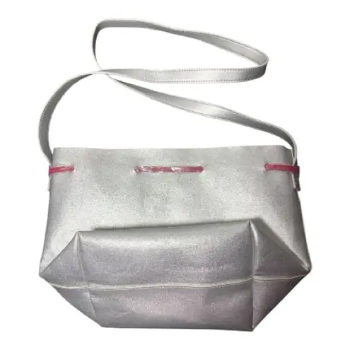 ISSEY MIYAKE PARFUMS Metallic Silver Bucket Bag with Pink Accents