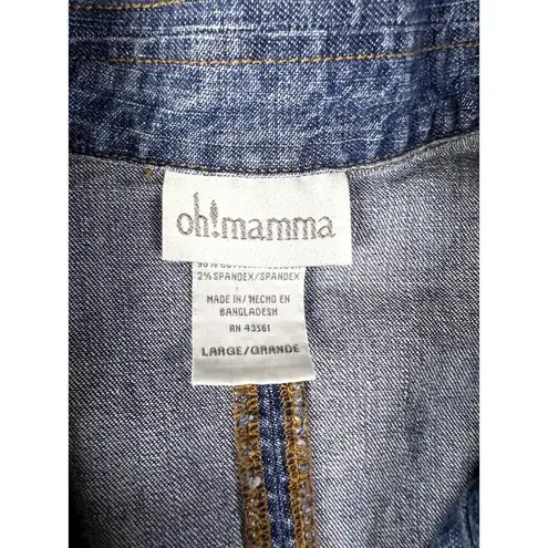 Oh! Mamma Maternity Jean Jacket Women's Size Large Pregnancy Cowgirl Fall Cozy Blue