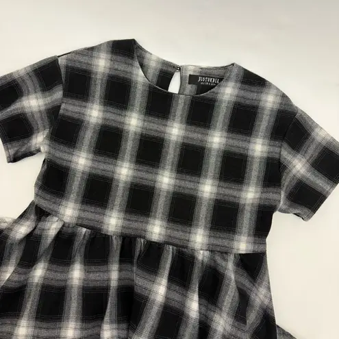 Disturbia Billie Check Mini Smock Dress Black Plaid Flannel Grunge Goth Punk Size 2