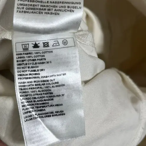 Ba&sh Stone Pants High Rise Cropped Paperbag Ecru Cotton Womens Size S Flawed