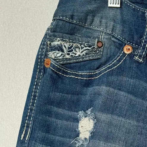 Ariya Jeans Ariya Bootcut Jeans Women Sz 13/14 Stretch Stitch Flap Distressed Western Grunge