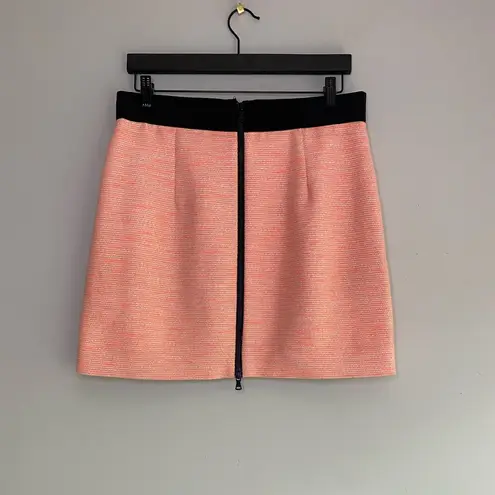 Milly  Neon Orange Black Exposed Zipper Linen Blend Mini Skirt Size 12