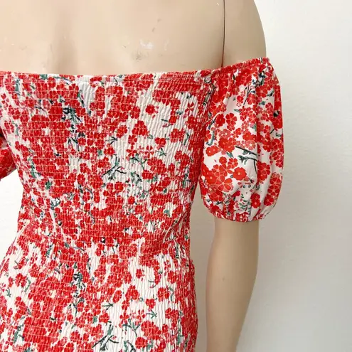 Hello Molly [] Orange Floral Print Smocked Ruffle Haven View Dress NWT Sz Large L - Image 8