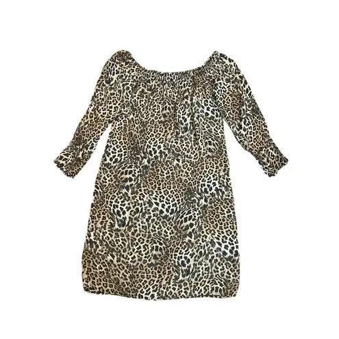 Sharagano Women’s Leopard Sheer Beach Coverup Off Shoulder XL