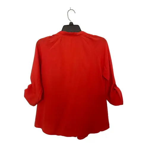 Under Skies Women Blouse Size Medium V-Neck Rolled Tab 3/4 sleeve Top Tees - Image 3