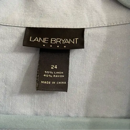 Lane Bryant  24 Soft Blue Short Sleeve Relaxed Fit Button up Top Career **READ** - Image 4