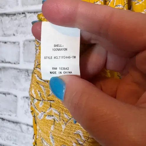 MELLODAY Yellow Ruffled 3/4 Sleeve Blouse