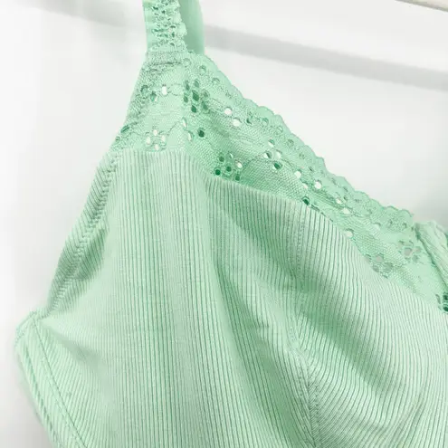 Colsie Womens Coquette Eyelet Corset Bralette Crop Top Size 2X Mint Green
