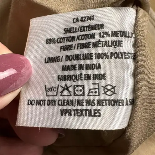 Cirque Du Soleil Women's Beige Gold Shimmer Asymmetrical Zip Jacket Size M Tan Size M