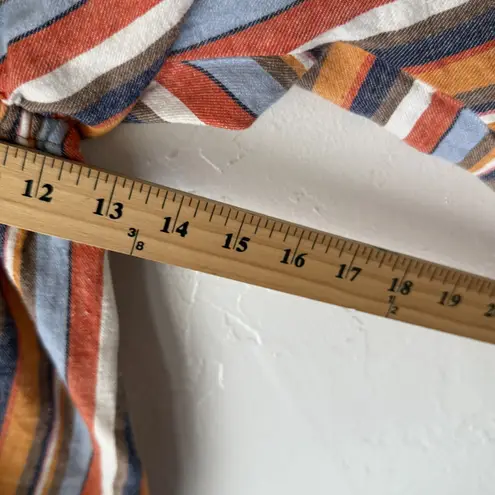 Hummingbird Dress Womens Medium Multi Stripe Short Sleeve V Neck Boho Summer